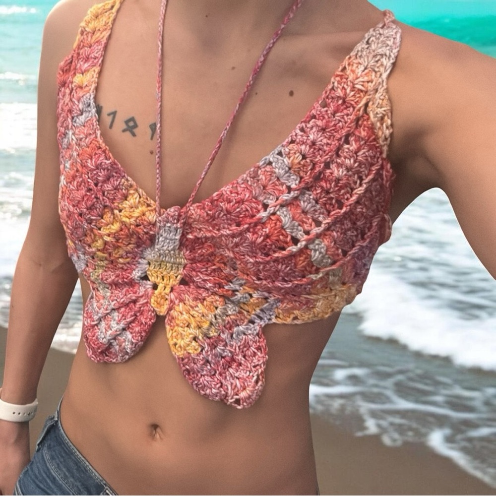 Custom Crochet Butterfly Top